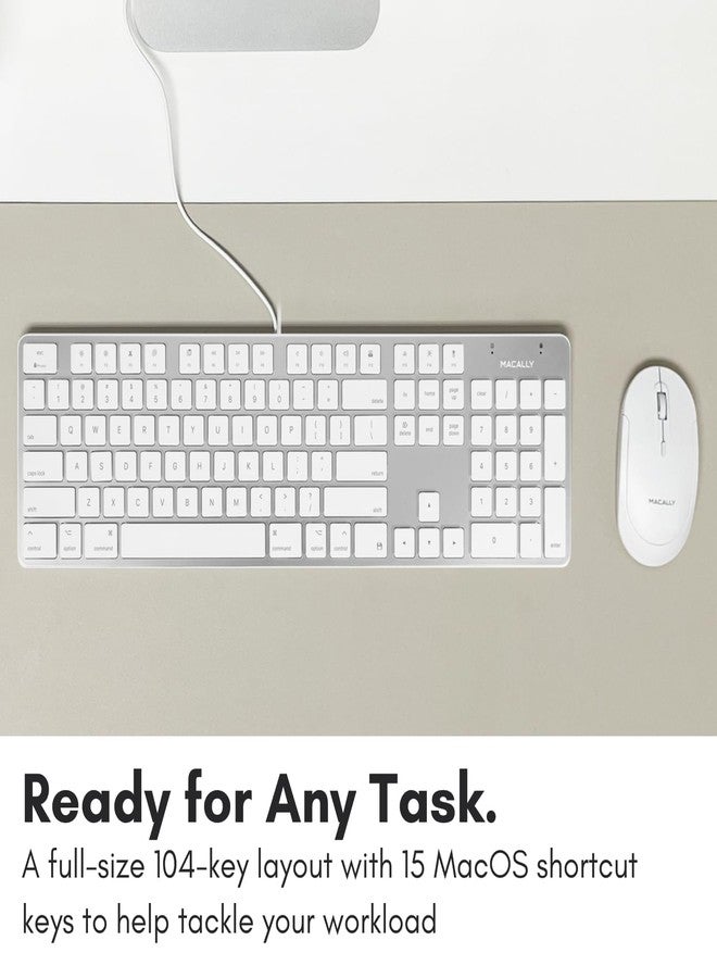 Macally Ultra-Slim USB Wired Keyboard with Number Keypad for Apple Mac Pro, MacBook Pro/Air, iMac, Mac Mini, Laptop Computers, Windows Desktop PC Laptops, Silver (SLIMKEYPROA) - Image 4